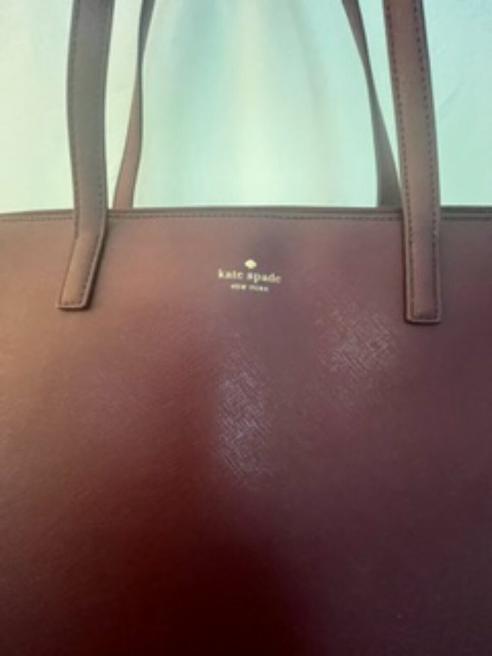 Kate Spade New York Greta Court Penny Tote Cherrywood Purple Glitter Saffiano NW